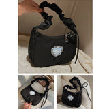 Canvas Heart Pattern Printed Shoulder Bag