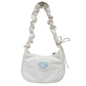 Canvas Heart Pattern Printed Shoulder Bag