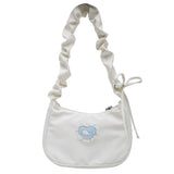 Canvas Heart Pattern Printed Shoulder Bag