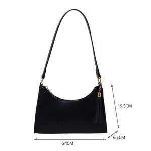 Stylish PU Leather Shoulder Bag with Tassels