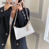 Stylish PU Leather Shoulder Bag with Tassels