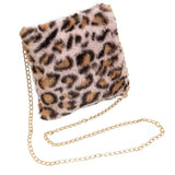Leopard Pattern Messenger Bag Plush Shopping Bags for Lady