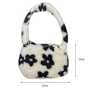 Fluffy Flower Pattern Shoulder Bag