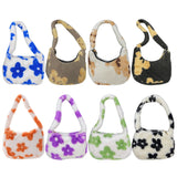 Fluffy Flower Pattern Shoulder Bag