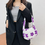Fluffy Flower Pattern Shoulder Bag
