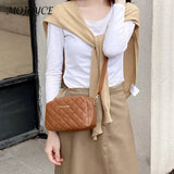 Solid Crossbody Bag Women Lattice Handbag Small Purse for Travel