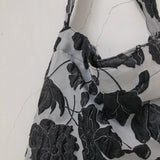 Vintage Floral Embroidery Shoulder Bag Canvas Tote