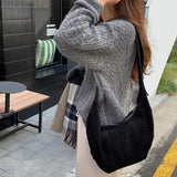 Vintage Frosted Shoulder Bag Classic Underarm Large Capacity