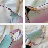 Gradient Zipper Women Shoulder Bag Crocodile Pattern Handbag