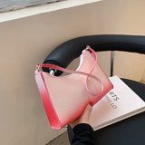 Gradient Zipper Women Shoulder Bag Crocodile Pattern Handbag