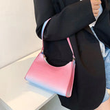 Gradient Zipper Women Shoulder Bag Crocodile Pattern Handbag