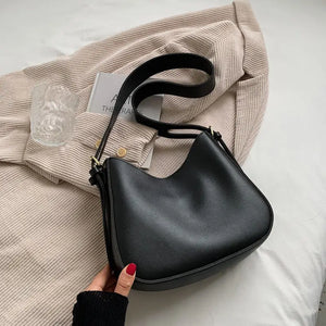Shoulder Bags Ins Autumn Female Buckets Underarm Texture Solid PU Leather