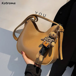 Shoulder Bags Ins Autumn Female Buckets Underarm Texture Solid PU Leather