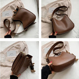 Shoulder Bags Ins Autumn Female Buckets Underarm Texture Solid PU Leather