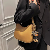 Shoulder Bags Ins Autumn Female Buckets Underarm Texture Solid PU Leather