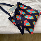 Vintage Plaid Panelled Shoulder Bags Big Capacity Handbags