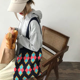 Vintage Plaid Panelled Shoulder Bags Big Capacity Handbags