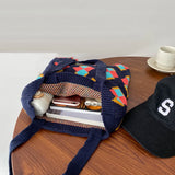 Vintage Plaid Panelled Shoulder Bags Big Capacity Handbags