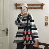 Vintage Plaid Panelled Shoulder Bags Big Capacity Handbags