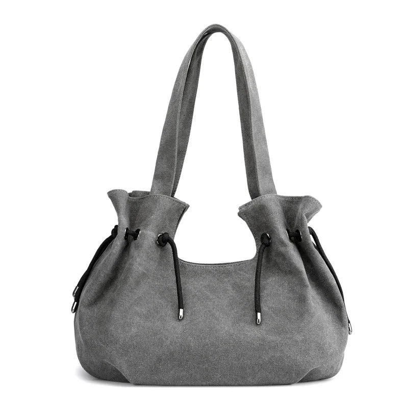 Canvas Shoulder Bags for Women Solid Pattern Adjustable Strap