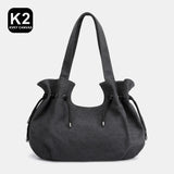 Canvas Shoulder Bags for Women Solid Pattern Adjustable Strap