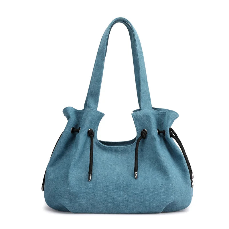 Canvas Shoulder Bags for Women Solid Pattern Adjustable Strap