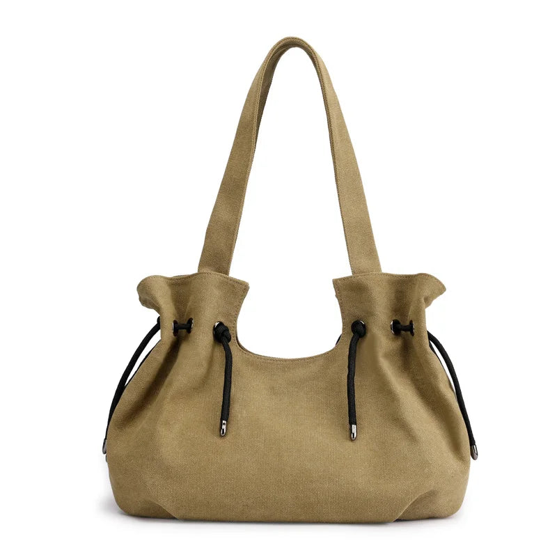 Canvas Shoulder Bags for Women Solid Pattern Adjustable Strap