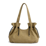 Canvas Shoulder Bags for Women Solid Pattern Adjustable Strap