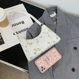 Lace Floral Shoulder Bag Square Handbag PU Leather Zipper All-match