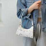 Lace Floral Shoulder Bag Square Handbag PU Leather Zipper All-match