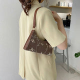 Lace Floral Shoulder Bag Square Handbag PU Leather Zipper All-match