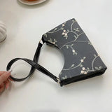 Lace Floral Shoulder Bag Square Handbag PU Leather Zipper All-match