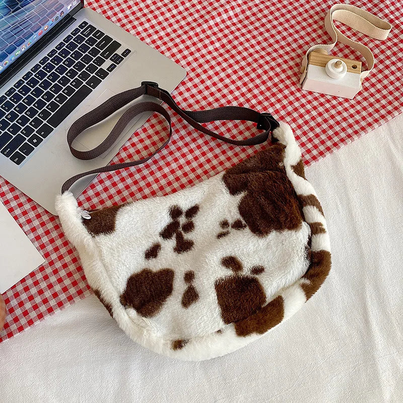 Cow Pattern Print Shoulder Bag for Women