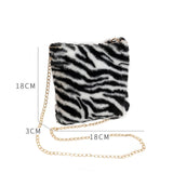 Leopard Pattern Shoulder Bag Plush Travel Handbag