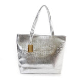 Crocodile Shoulder Bag PU Leather Female Tote Silver Handbag
