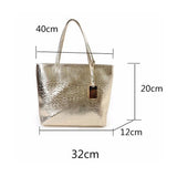 Crocodile Shoulder Bag PU Leather Female Tote Silver Handbag