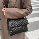 Women Shoulder Bags Metal Chain PU Leather Crossbody Bag