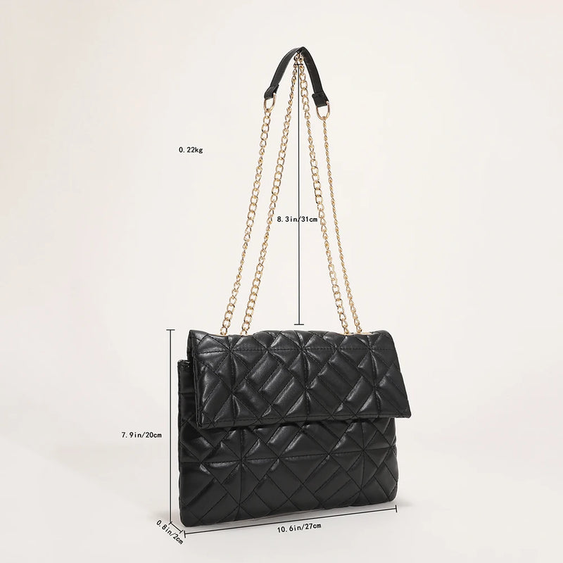 Women Shoulder Bags Metal Chain PU Leather Crossbody Bag