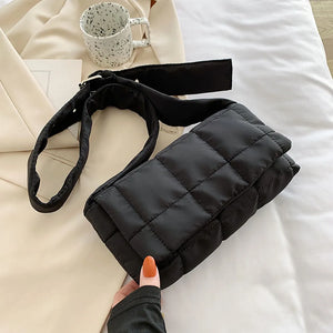 Quilted Nylon Shoulder Bag Winter Crossbody Handbag