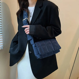 Quilted Nylon Shoulder Bag Winter Crossbody Handbag