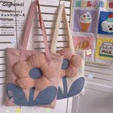 Floral Style Large Women Shoulder Bags Nylon Tote Handbags