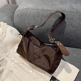 Nylon Shoulder Bag Vintage Style Large Zipper Handbag