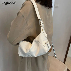 Nylon Shoulder Bag Vintage Style Large Zipper Handbag