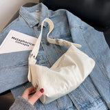 Nylon Shoulder Bag Vintage Style Large Zipper Handbag