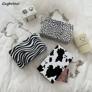 Leopard Printed PU Leather Shoulder Bag with Chain Strap