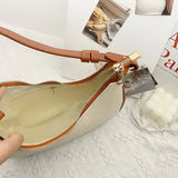 Women Shoulder Bags PU Leather Panelled Zipper Half Moon Underarm Bag