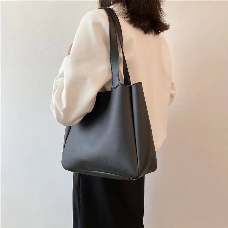 Women Shoulder Bags PU Leather Underarm Solid Shopping Handbags