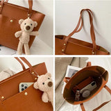 Women Shoulder Bags PU Leather Thread OL Vintage Top-handle School Tote