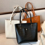 Women Shoulder Bags PU Leather Thread OL Vintage Top-handle School Tote