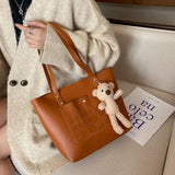 Women Shoulder Bags PU Leather Thread OL Vintage Top-handle School Tote